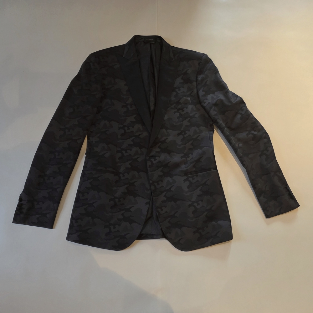 Men's Camouflage Pattern Black Blazer